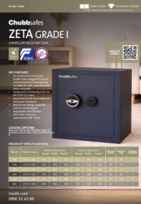 Chubbsafes Zeta Grade I spec sheet