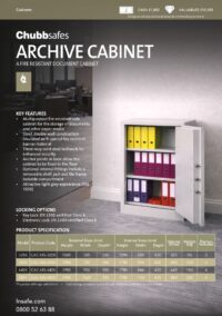 Chubbsafes Archive Cabinet spec sheet