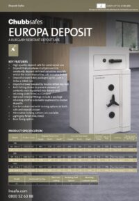 Chubbsafes Europa Deposit spec sheet